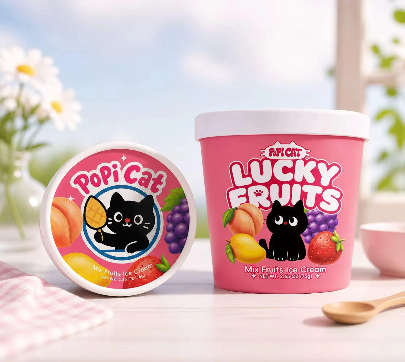 Popi Cat Real Ice Cream Packaging